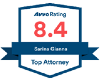 Badge depicting an 8.4 Avvo Rating for Sarina Gianna, Esq.